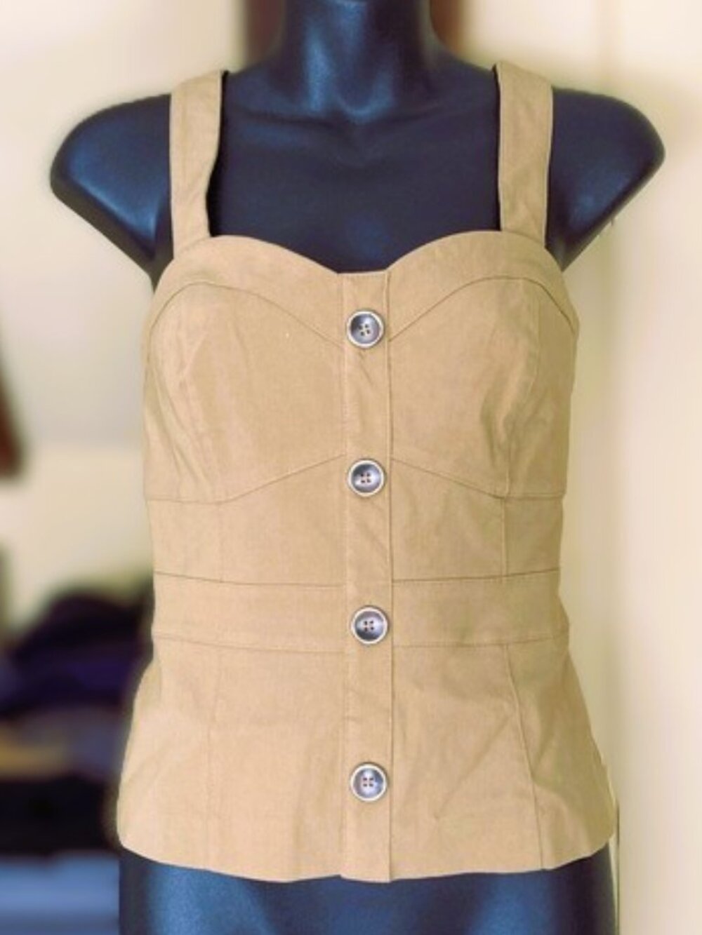 NWT | WHBM Structured Bustier Tank Top | Tan/Gold | Size 2